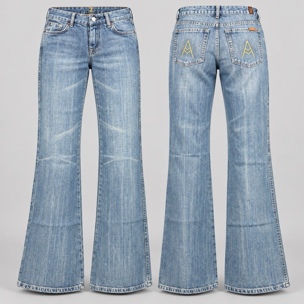 7 For All Mankind A Pocket Jeans Womens 29/31 Mid Rise Flare Boot short